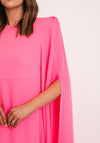 Laura Bernal Long Cape Sleeve Midi Dress, Bright Pink