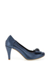 Le Babe Metallic Cluster Bow Shimmer Heeled Shoes, Navy Blue