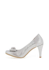 Le Babe Metallic Cluster Bow Heeled Shoes, Grey