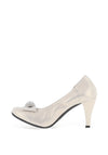 Le Babe Metallic Cluster Bow Shimmer Heeled Shoes, Silver