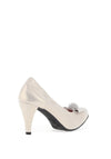 Le Babe Metallic Cluster Bow Shimmer Heeled Shoes, Silver