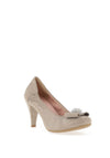 Le Babe Suede Bow Shimmer Heeled Shoes, Quartz
