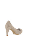 Le Babe Suede Bow Shimmer Heeled Shoes, Quartz