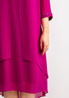 Lizabella Chiffon Layered Cowl Neck Dress, Fuchsia Pink