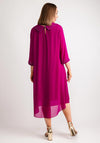 Lizabella Chiffon Layered Cowl Neck Dress, Fuchsia Pink