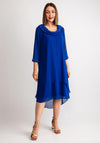 Lizabella Chiffon Layered Cowl Neck Dress, Royal Blue