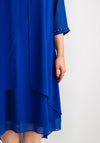 Lizabella Chiffon Layered Cowl Neck Dress, Royal Blue