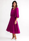 Lizabella Knit Waist V Neck Midi Dress, Fuchsia