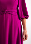 Lizabella Knit Waist V Neck Midi Dress, Fuchsia