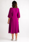 Lizabella Knit Waist V Neck Midi Dress, Fuchsia