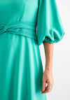 Lizabella Knit Waist V Neck Midi Dress, Jade Green