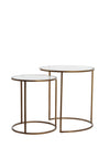 Light & Living Ferati Set/2 Glass Top Side Tables, Antique Gold