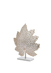 Light & Living Small Leaf Ornament on Marble Base, Gold