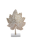 Light & Living Medium Leaf Ornament on Marble Base, Gold