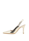 Lodi Serica Cracked Leather Stiletto Heeled Shoes, Gold