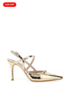 Lodi Solenia Metallic Stud Strap Heeled Court Shoes, Gold