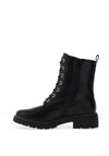 Lunar Elegance Studded Quilted Military Boots, Black