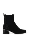 Lunar Elegance Embellished Heeled Ankle Boots, Black