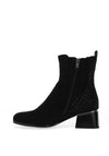 Lunar Elegance Embellished Heeled Ankle Boots, Black