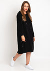 Natalia Collection One Size Mixed Media Hooded Midi Dress, Black