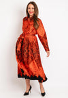 Natalia Collection One Size Scattered Print Shirt Maxi Dress, Orange