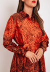 Natalia Collection One Size Scattered Print Shirt Maxi Dress, Orange