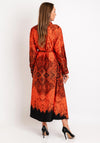 Natalia Collection One Size Scattered Print Shirt Maxi Dress, Orange