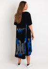 Natalia Collection One Size Drawstring Back Faded Print Midi Dress, Blue