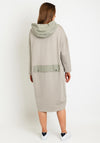 Natalia Collection One Size Mixed Media Hooded Midi Dress, Stone