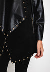 Natalia Collection One Size Faux Suede Studded Jacket, Black