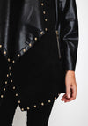 Malissa J One Size Faux Suede Studded Jacket, Black