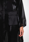 Natalia Collection One Size Sheer Mesh Coat Dress, Black