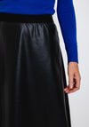 Natalia Collection One Size Faux Leather A-line Midi Skirt, Black