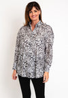 Malissa J One Size Leopard Print Sequin Long Shirt, Grey