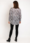 Malissa J One Size Leopard Print Sequin Long Shirt, Grey