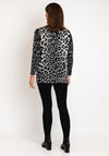 Natalia Collection Leopard Print Studded Zip Knit Jacket, Grey