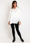 Natalia Collection One Size Long Satin Shirt, White