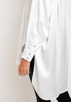 Natalia Collection One Size Long Satin Shirt, White