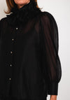 Malissa J One Size Frill Neck Sheer Blouse, Black