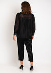 Malissa J One Size Frill Neck Sheer Blouse, Black