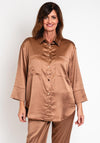 Malissa J One Size Sleek Satin Blouse, Caramel