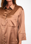 Malissa J One Size Sleek Satin Blouse, Caramel