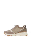 Marco Tozzi Side Zip Wedge Trainers, Taupe Combo