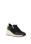 Marco Tozzi Faux Leather Wedge Trainers, Black & Gold