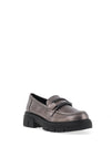 Marco Tozzi Metallic Buckle Loafers, Pewter