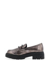 Marco Tozzi Metallic Buckle Loafers, Pewter