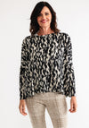 Masai Barr Printed Long Sleeve Top, Black and Beige