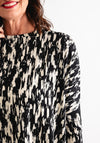 Masai Barr Printed Long Sleeve Top, Black and Beige