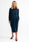 Masai Namo Long Sleeve Leopard Print Dress, Teal Blue