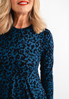 Masai Namo Long Sleeve Leopard Print Dress, Teal Blue